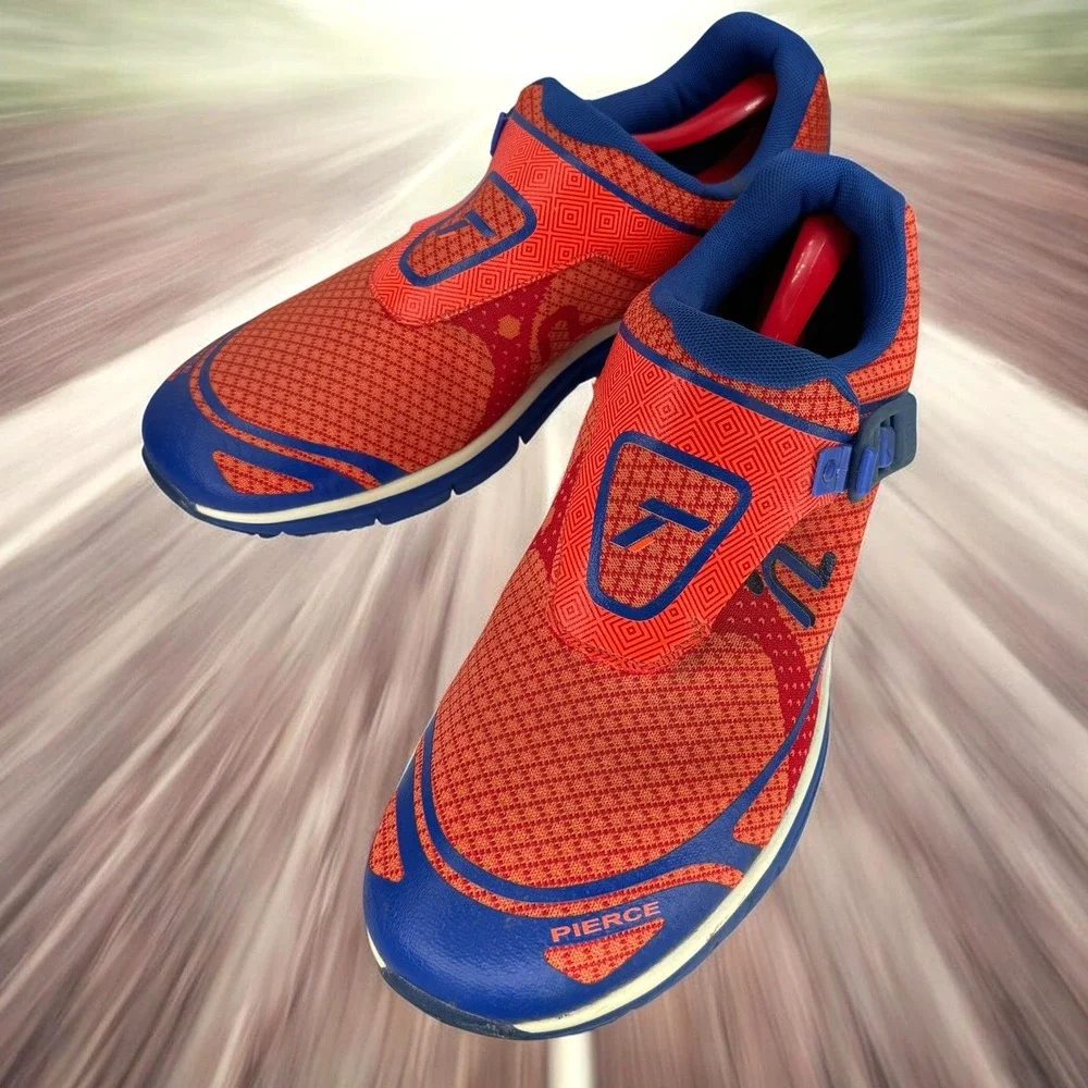 Pierce‎ Footwear T-Universal Shoes Men 12 Orange Blue Laceless Running Sneakers